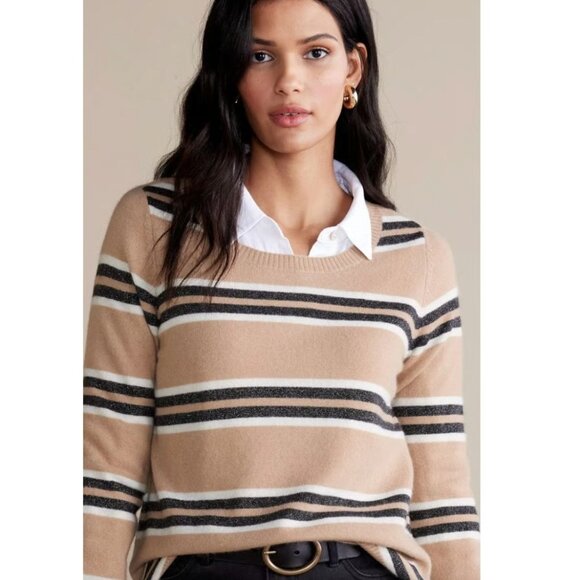 Soft Surroundings XL Cashmere Shayna Metallic Striped Sweater Knit Top - Picture 1 of 12